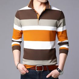 Striped Design Men s Brand Polo Shirt Long Sleeves Fashion Spring Autumn Clothes Plus Asian Size M-3XL 4XL 5XL 240301