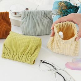 Storage Bags Solid Colour Coin Purse Corduroy Mini Lipstick Minimalist Style Women Change Small Square Wallet Bag Organiser