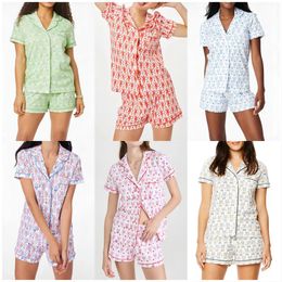 24Womens Cute Roller Rabbit Two Piece Pants Pyjamas Y2k Monkey Prefabricated Printing 2-piece Pyjama Short Sleeve Shirt Pj Shorts Set Casual Wear