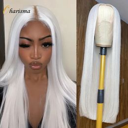 Charisma White Blonde Wig Synthetic Lace Front Wigs For Black Women Soft Long Straight Middle Part 13X3 240229