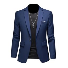 Men Business Casual Blazer Plus Size M-6XL Solid Color Suit Jacket Dress Work Clothes Oversize Coats Male Brand Clothing Tuxedo 240313