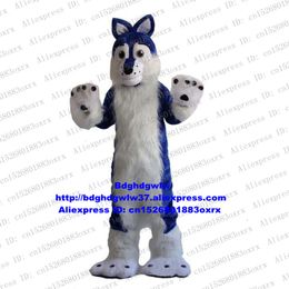Mascot Costumes Blue White Long Fur Furry Wolf Husky Dog Fursuit Mascot Costume Adult Character Commercial Promotion Soliciting Business Zx744