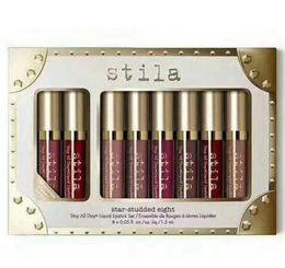 Starstudded Eight Stay All Days Liquid Lipstick Brand 8pcs Box Long Lasting Creamy Shimmer Liquid Lip Gloss Lipgloss DHL 9666650