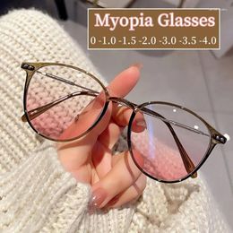 Sunglasses Ladies Luxury Design Gradient Pink Lens Myopia Galsses High Quality Short Sighted Eyewear Women Fashion Minus Diopter Eyeglasses