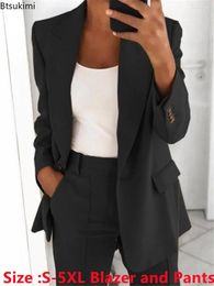 Women's Two Piece Pants 2024Women's Solid Blazers Jacket And Sets 2PCS Slim Fit Formal Office Ladies Elegant Clothing Set Pieces Oversized