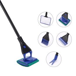 Tools 5 in 1 Aquarium Tank Clean Set Fish Tank Fishnet Gravel Rake Algae Scraper Grass Fork Sponge Brush Glass Fish Tank Cleaning Tool