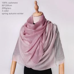 Scarves Naizaiga 100% Cashmere 80 200cm Striped Yarn-dyed Pink Light Blue Beige Grey Women Winter Scarf SN212247Y