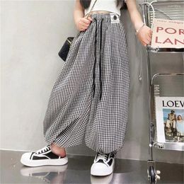 Trousers Children's Plaid Wide Leg Pants Fashionable Girls' Casual Small Chequered Lantern 67