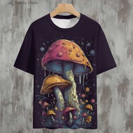 Men's T-Shirts 2024 New Mushroom Pattern Mens T-shirt Summer Fashion Sweatshirt For Male Round neck Strt Short slve Ts Loose Casual Tops Y240314