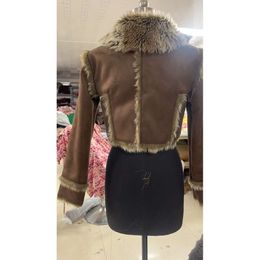 Composite Fur Integrated Haining Small Fragrant Style Mini Short Jacket For Women 3515