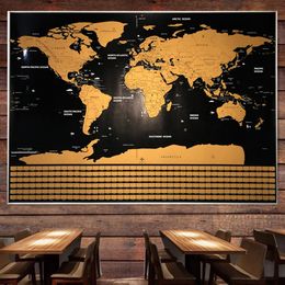 Deluxe Scratch World Map - Personalised Scratch Off Foil Layer Coating Maps Poster with National Flag - Travel Scratch Map Artwork As a Gift - Drop shipping