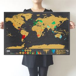 Large World Scratch Off Maps Wall Painting - Personalized Scratch Off Foil Layer Coating Maps - Perfect Travel Tracker Scratch Maps Poster for Adventure Lovers