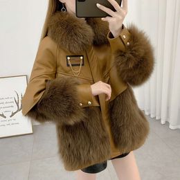 Sheep Leather Genuine Young Large Collar 2023 Winter New Fox Haining Fur Coat For Women 3989