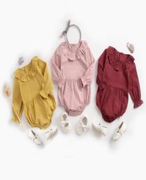 Ins Baby clothing Spring Fall 100 cotton romper Ruffle Collar Solid Color Long sleeve Girl romper Baby cuasual clothing4796773