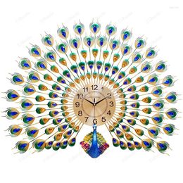 Wall Clocks Creative Peacock Clock Living Room Home Personalised Fashion Metal Watch Silent Decoration Furniture