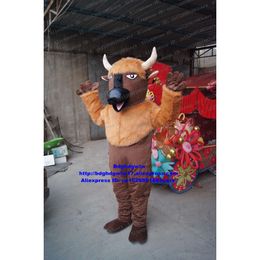 Mascot Costumes Brown Kerbau Buffalo Bison Wild Ox Bull Cattle Calf Mascot Costume Adult Cartoon Character Manners Ceremony Put on Nice Zx1491