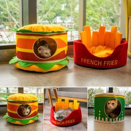 Mats Fashion Cat Beds, Indoor Cat House, Creative Cat/Dog Cave Pet Nest for Kittens or Small Dogs Hamburg Soda French Fries Styles