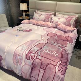 High-end light luxury bedding ground wool bed sheet set bed cap four-piece fully washed cotton winter high-end thickened baby fleece 24031421