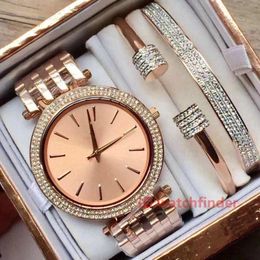 Rose Gold Womens Diamond Iced Out Ladies Watch M3192 M3190 Original Box Luxury Designer Wristwatches Watches Bracelet247o