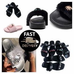 2024 Designer Sandals Women Leather Casual Shoes Roman Sandals Flat Heel Diamond Woven Buckle Slippers GAI Beach Shoes