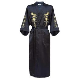 Kimono Bathrobe Gown Home Clothing PLUS SIZE 3XL Chinese men Embroidery Dragon Robe Traditional Male Sleepwear Loose Nightwear 240314
