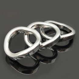 FRRK Metal Penis Rings Curve Cock Harness Male Chastity Bondage Belt Delay Ejaculation Device Steel Adults Sex Toys for Men 240312