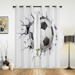 Curtains Football Wall Broken Soccer Design Thin Curtains For Bedroom Window Curtain For Living Room Curtains Drapes Modern Home Decor