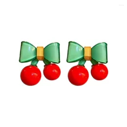 Stud Earrings Top Sale Fashion Resin Cherry For Women Accessories Cute Acrylic Bow In Mariage Earings Jewelry Gift