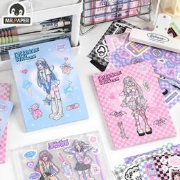 Mr.Paper 2Design 20Pcs/bag Cute Stickers Cartoon Girl Self-adhesive Diary Handbook DIY Collage Korean Stationery Kawaii Stickers 240229
