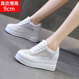 Trendy Sunday 2024 New Songgao Thick Sole Inner Elevated Women's Shoes Mesh Small White Shoes Casual Sports Shoes