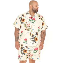 Leisure Suit Mens Seaside Vacation Style Short Sleeved Shirt Beach Pants Printed T-shirt Sports Shorts Two Piece Set