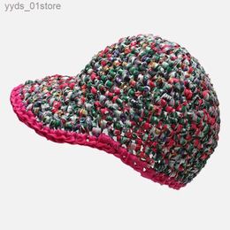 Ball Caps 2023 Hand-woven Crochet Baseball C For Women Breathable Soft casquette c Mulit-color Casual Spring Women Hat Summer Cs L240314