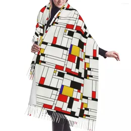 Scarves Piet Mondrian De Stijl Style Abstract Art Tassel Scarf Women Soft Fashion Versatile Shawl Wrap Ladies Winter Fall