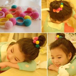 Hair Accessories Lovely Fashion Fake Fur Pompom Ball Elastic Band Gum Headband Ponytail Holder Girls Clip