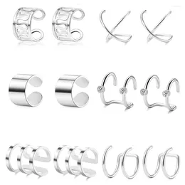 Backs Earrings 1 Pair/6 Pairs Stainless Steel Ear Clips Cartilage Earring Cuffs Non Piercing Wrap Set For Women Men Size Adjustable