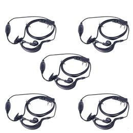 5 Pack 2 Pin PTT Ear-Hook Earpiece Headset Mic for Walkie Talkie Earphone