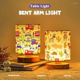 Table Lamps Led Colourful Night Light Lamp Cartoon Cute Rainbow Bus Animal USB Child Eye Protection Desk Reading