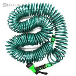 Reels 30M (100FT) Spring Hose Retractable No Knot Telephone Line Style Garden Watering Irrigation Car Washing Hose W/ Quick Connector