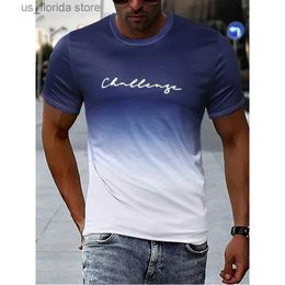 Men's T-Shirts Vintage Mens T-shirt 3D Gradient Print Short Slve Tops Summer Casual Strt Fashion T Shirt Oversized T Shirt Men Clothes Y240314