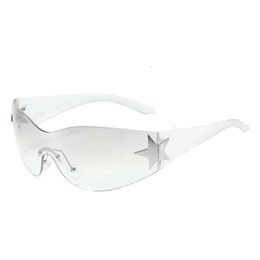 2023 Yıldız Tek Parça Punk Çıkarık Güneş Gözlüğü Kadın Marka Tasarımcısı Y2K Güneş Gözlükleri Erkek Goggle Shades UV400 Moda Gözlük SG559 3MECY