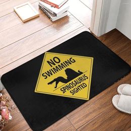 Carpets No Swimming - Spinosaurus Sign 40x60cm Carpet Polyester Floor Mats Cute Style Doorway Home Decor