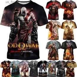 Men's T-Shirts God of War 3D Kratos Printed T Shirt Hot Sell Mens Cool Design T-shirt Fighting Short-slved T Shirts O Neck Womens Clothing Y240321