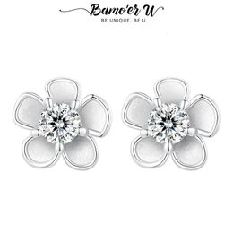 Sakura Stud Earrings Blooming Flower Ear Studs Diamond Test Delicate Engagement Jewellery Gift for Women 240228