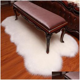 Carpets Large Size Faux Sheepskin Chair Er Warm Hairy Wool Carpet Seat Pad Long Skin Fur Plain Fluffy Area Rugs 1X2M 4P Shape Drop D Dhqjm