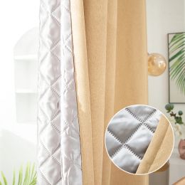 Curtains 1Panel Winter Cotton Thermal Insulation Curtains, Warm Soundproof Windproof Coldproof And Noise Reduction Thickened Curtains
