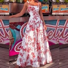 Basic Casual Dresses Elegant Womens Maxi Dresses Flower 2023 Summer Temperament Sexy Off Shoulder Waist Dress Female Robe S-XXXLL2403