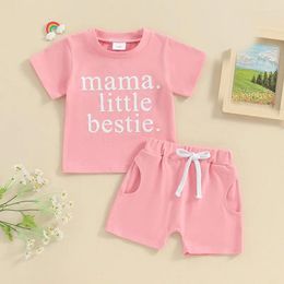 Clothing Sets Toddler Baby Girl Clothes Short Sleeve Letter Print T Shirt Tops And Stretch Shorts Born Summer Outfit