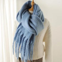 Scarves Soft Polyester Scarf Cosy Thickened Solid Colour Tassel For Women Fall Winter Warm Wide Shawl With Long Neck