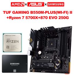 ASUS New TUF B550M PLUS WIFI II 128GB Motherboard+AMD New Ryzen 7 5700X 3.4 GHz 8-Core AM4 CPU + SAMSUNG 870 EVO 250G SSD