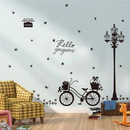 Wall Stickers Black Street Lamp Bicycle Sticker DIY Light Art Decals For Living Room Study Decor